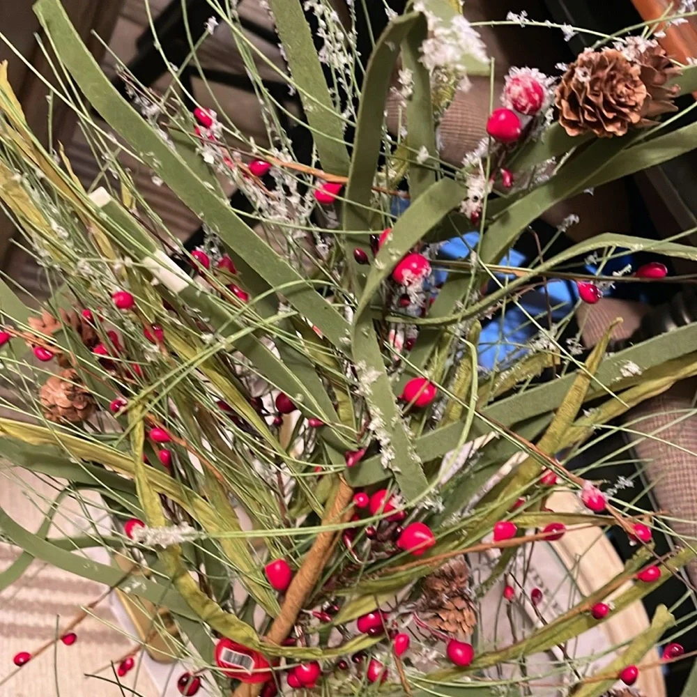 - 4 new Frosted pine berry stems 30”